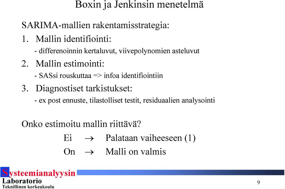 Mallin esimoini: - SASsi rouskuaa => infoa idenifioiniin 3.