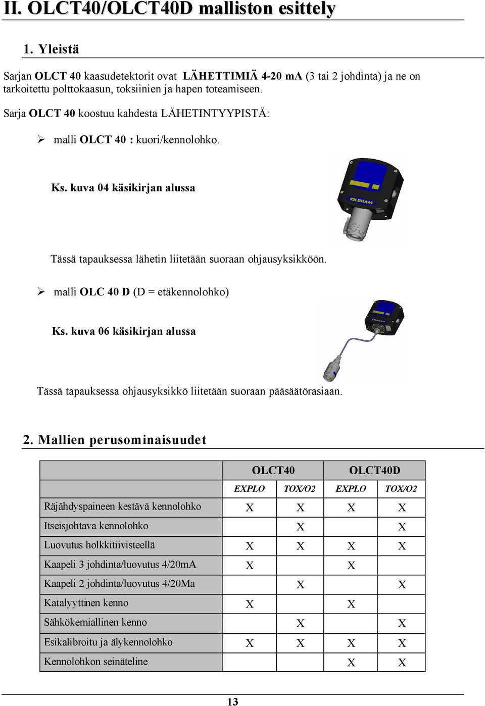 malli OLC 40 D (D = etäkennolohko) Ks. kuva 06 käsikirjan alussa Tässä tapauksessa ohjausyksikkö liitetään suoraan pääsäätörasiaan. 2.