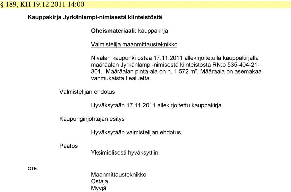 maanmittausteknikko Nivalan kaupunki ostaa 17.11.