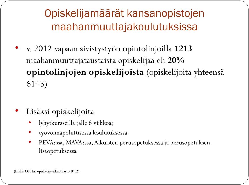 opiskelijoista (opiskelijoita yhteensä 6143) Lisäksi opiskelijoita lyhytkursseilla (alle 8 viikkoa)