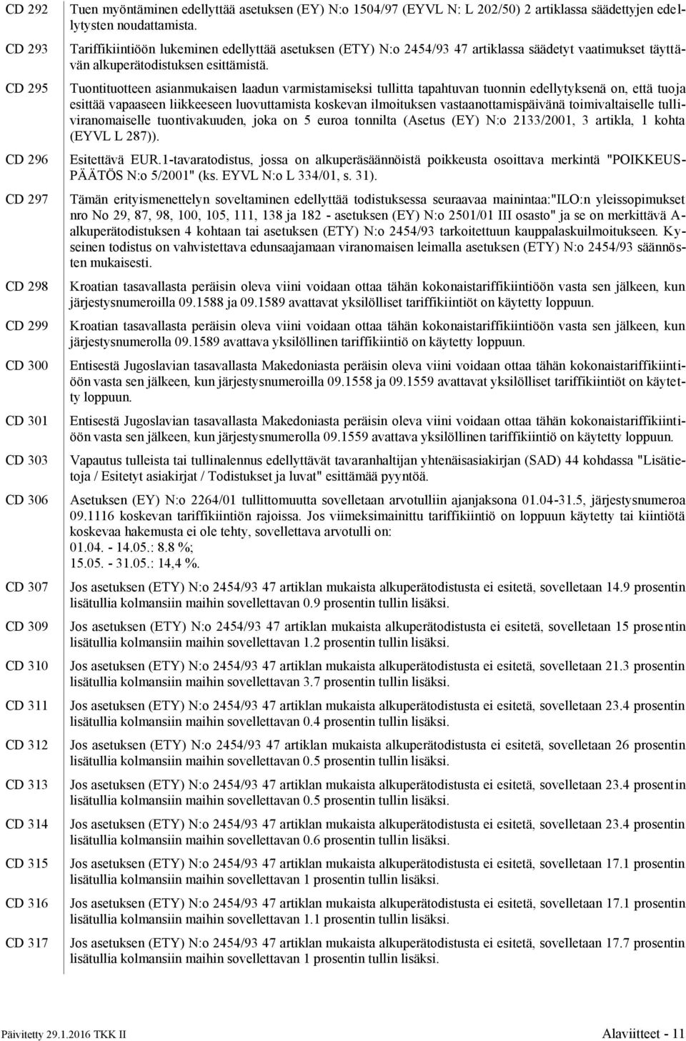 Tariffikiintiöön lukeminen edellyttää asetuksen (ETY) N:o 2454/93 47 artiklassa säädetyt vaatimukset täyttävän alkuperätodistuksen esittämistä.