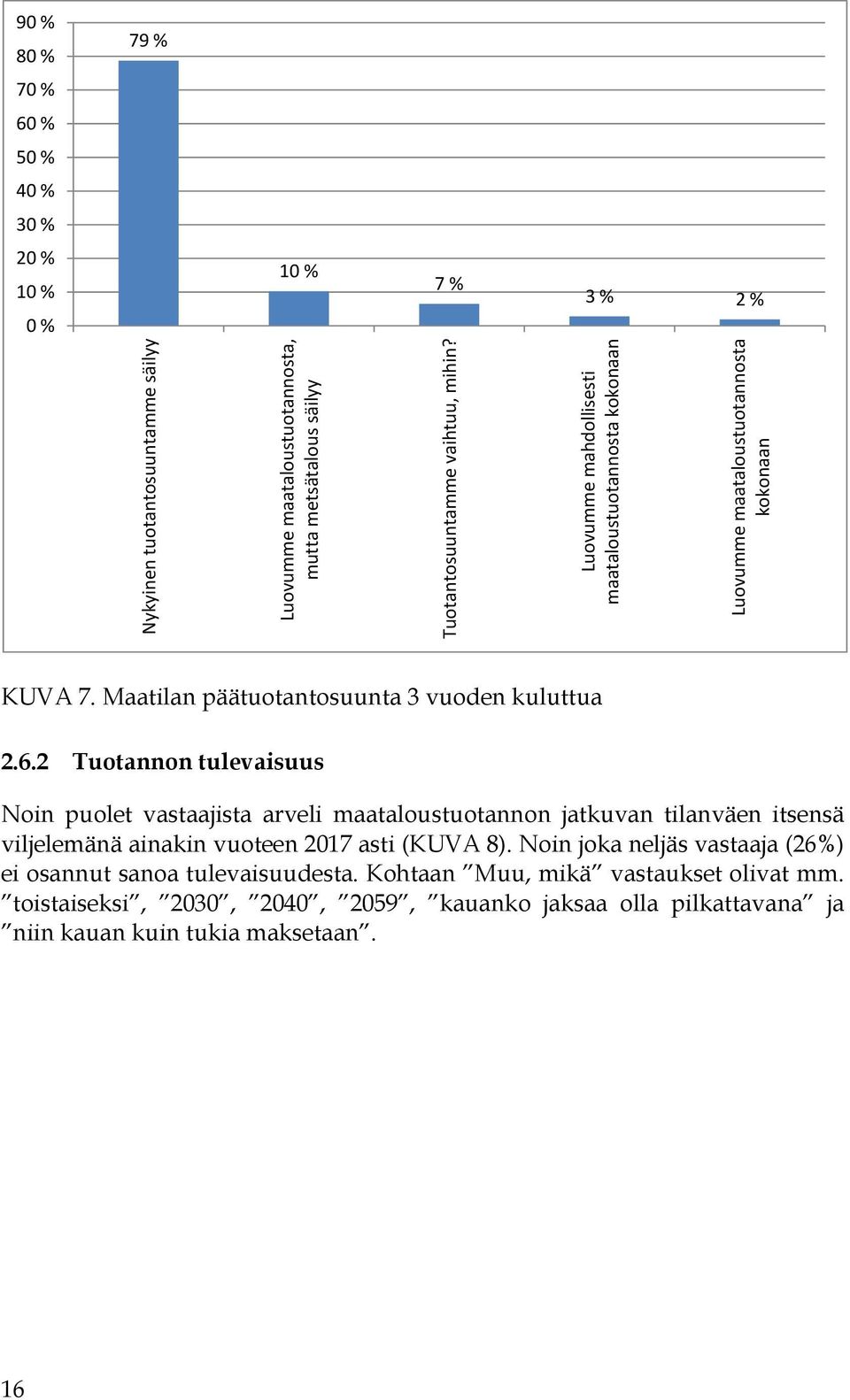 Maatilan päätuotantosuunta 3 vuoden kuluttua 2.6.