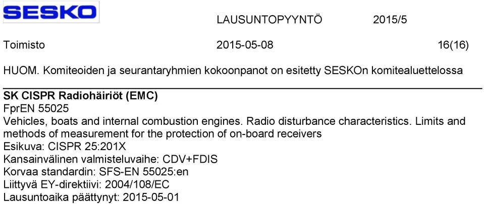 Limits and methods of measurement for the protection of on-board receivers Esikuva: