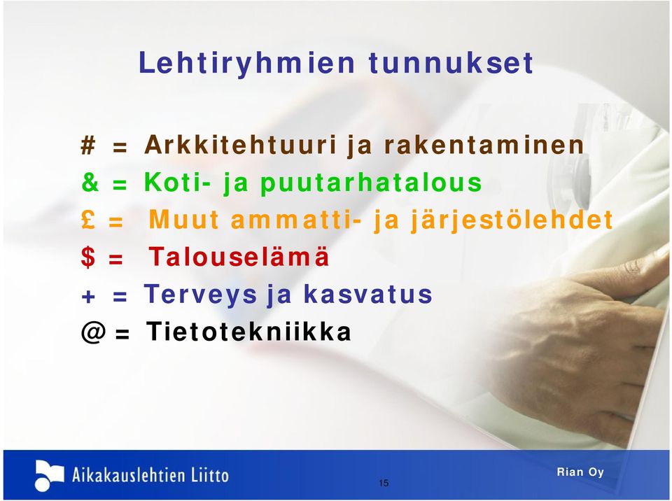 ammatti- ja järjestölehdet $ = Talouselämä + =