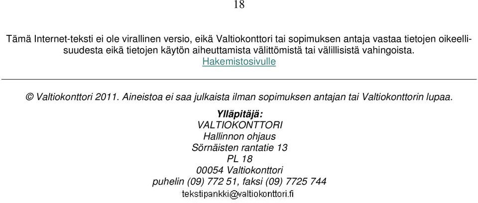 Hakemistosivulle Valtiokonttori 2011.