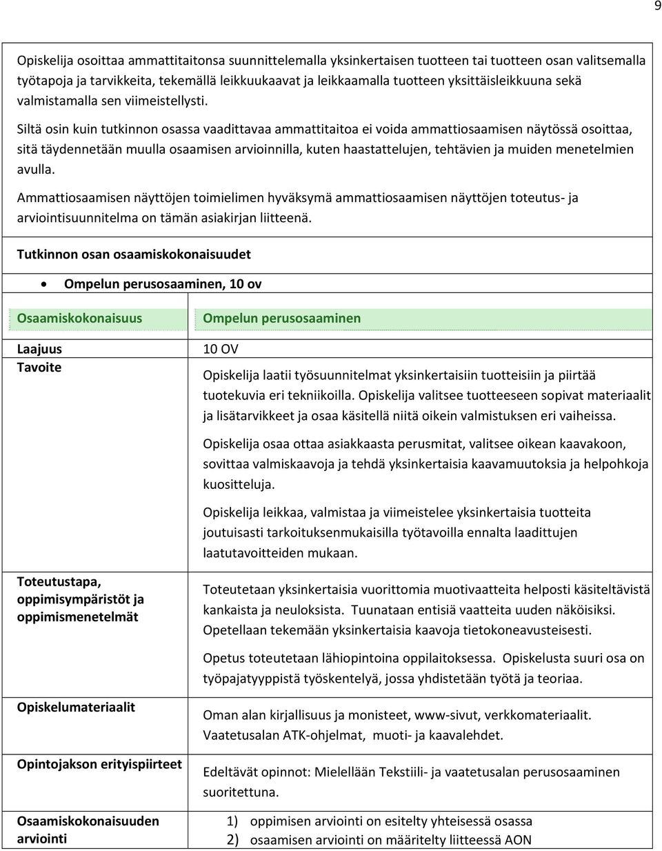 Siltä osin kuin tutkinnon osassa vaadittavaa ammattitaitoa ei voida ammattiosaamisen näytössä osoittaa, sitä täydennetään muulla osaamisen arvioinnilla, kuten haastattelujen, tehtävien ja muiden