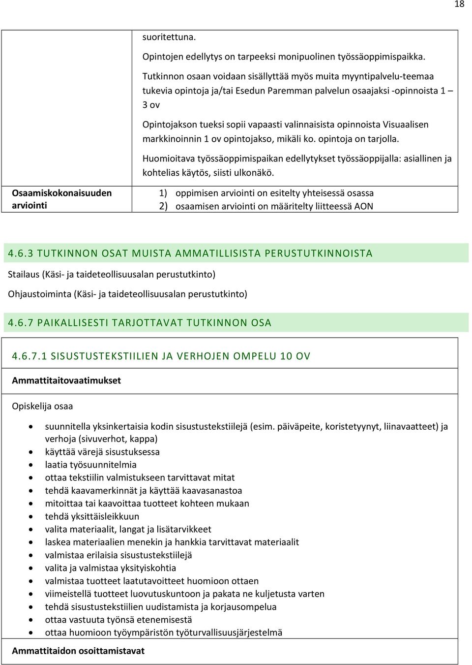 opinnoista Visuaalisen markkinoinnin 1 ov opintojakso, mikäli ko. opintoja on tarjolla. Huomioitava työssäoppimispaikan edellytykset työssäoppijalla: asiallinen ja kohtelias käytös, siisti ulkonäkö.