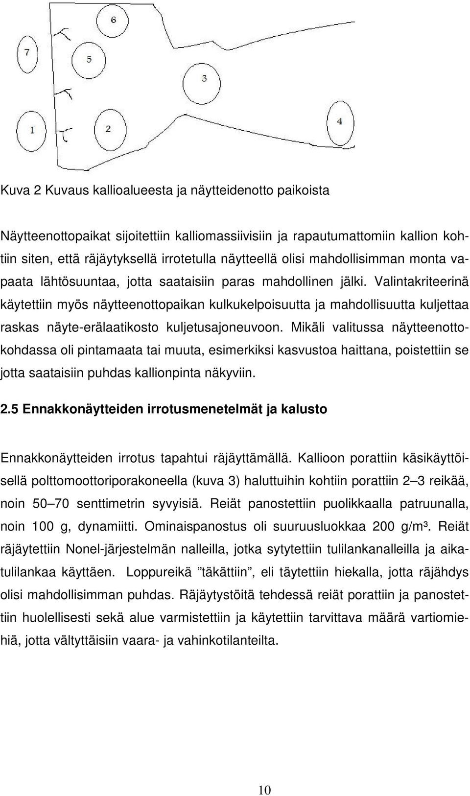 Valintakriteerinä käytettiin myös näytteenottopaikan kulkukelpoisuutta ja mahdollisuutta kuljettaa raskas näyte-erälaatikosto kuljetusajoneuvoon.