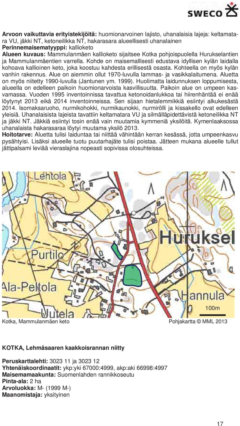 Kohde on maisemallisesti edustava idyllisen kylän laidalla kohoava kallioinen keto, joka koostuu kahdesta erillisestä osasta. Kohteella on myös kylän vanhin rakennus.