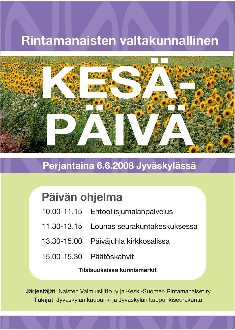 00 Päiväjuhla kirkkosalissa 15.00-15.