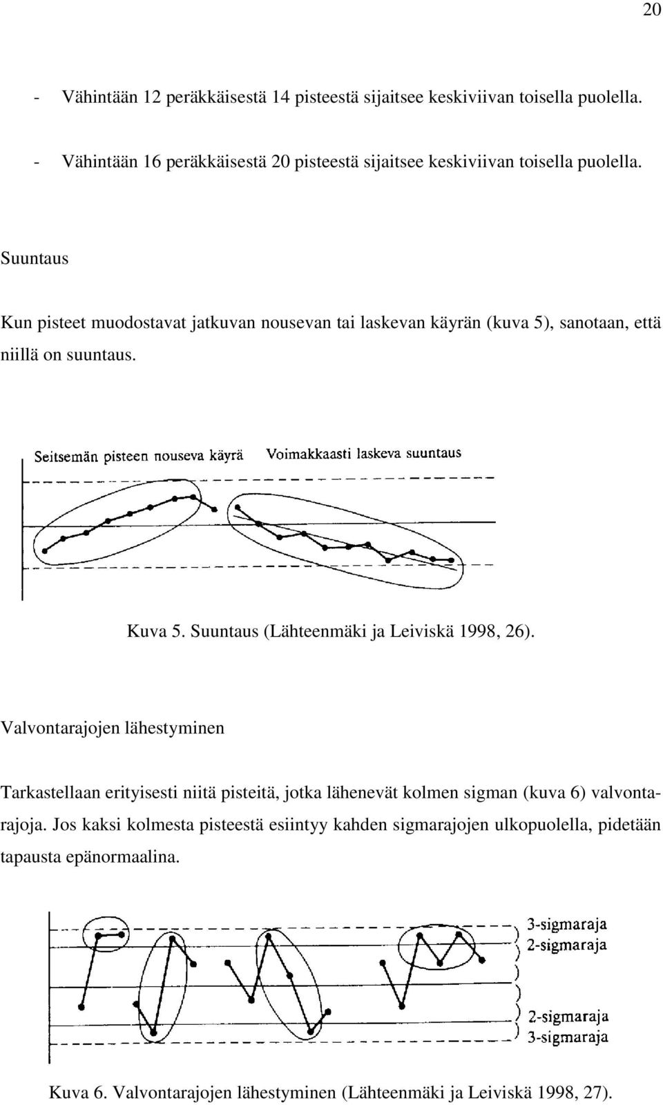 Suuntaus Kun pisteet muodostavat jatkuvan nousevan tai laskevan käyrän (kuva 5), sanotaan, että niillä on suuntaus. Kuva 5.