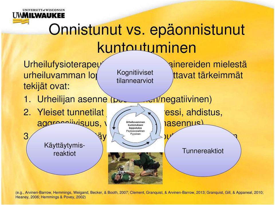 tilannearviot tekijät ovat: 1. Urheilijan asenne (positiivinen/negatiivinen) 2.