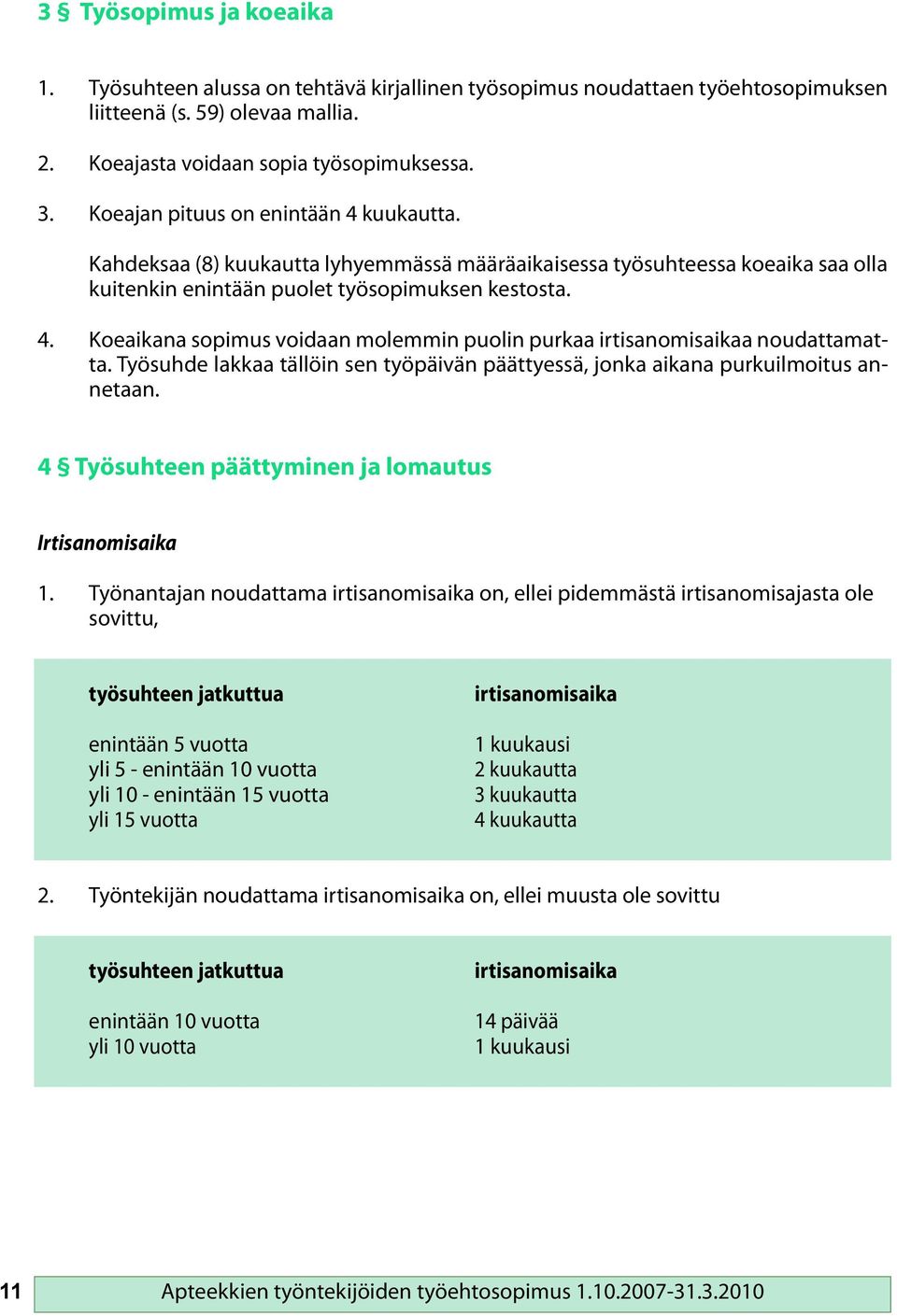 Työsuhde lakkaa tällöin sen työpäivän päättyessä, jonka aikana purkuilmoitus annetaan. 4 Työsuhteen päättyminen ja lomautus Irtisanomisaika 1.