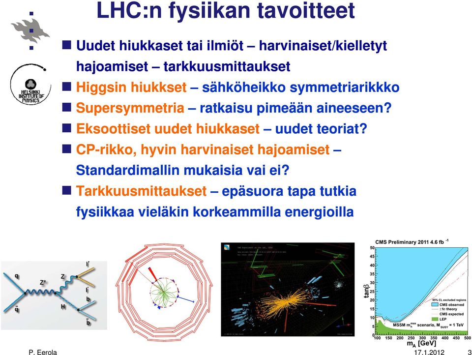 aineeseen? Eksoottiset uudet hiukkaset uudet teoriat?