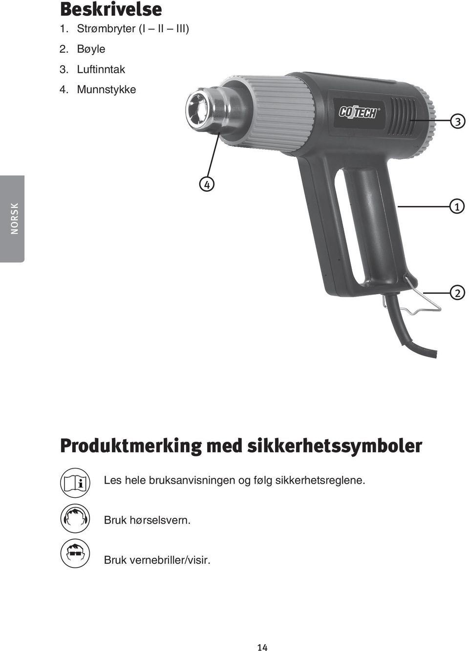 Munnstykke 3 4 NORSK 1 2 Produktmerking med