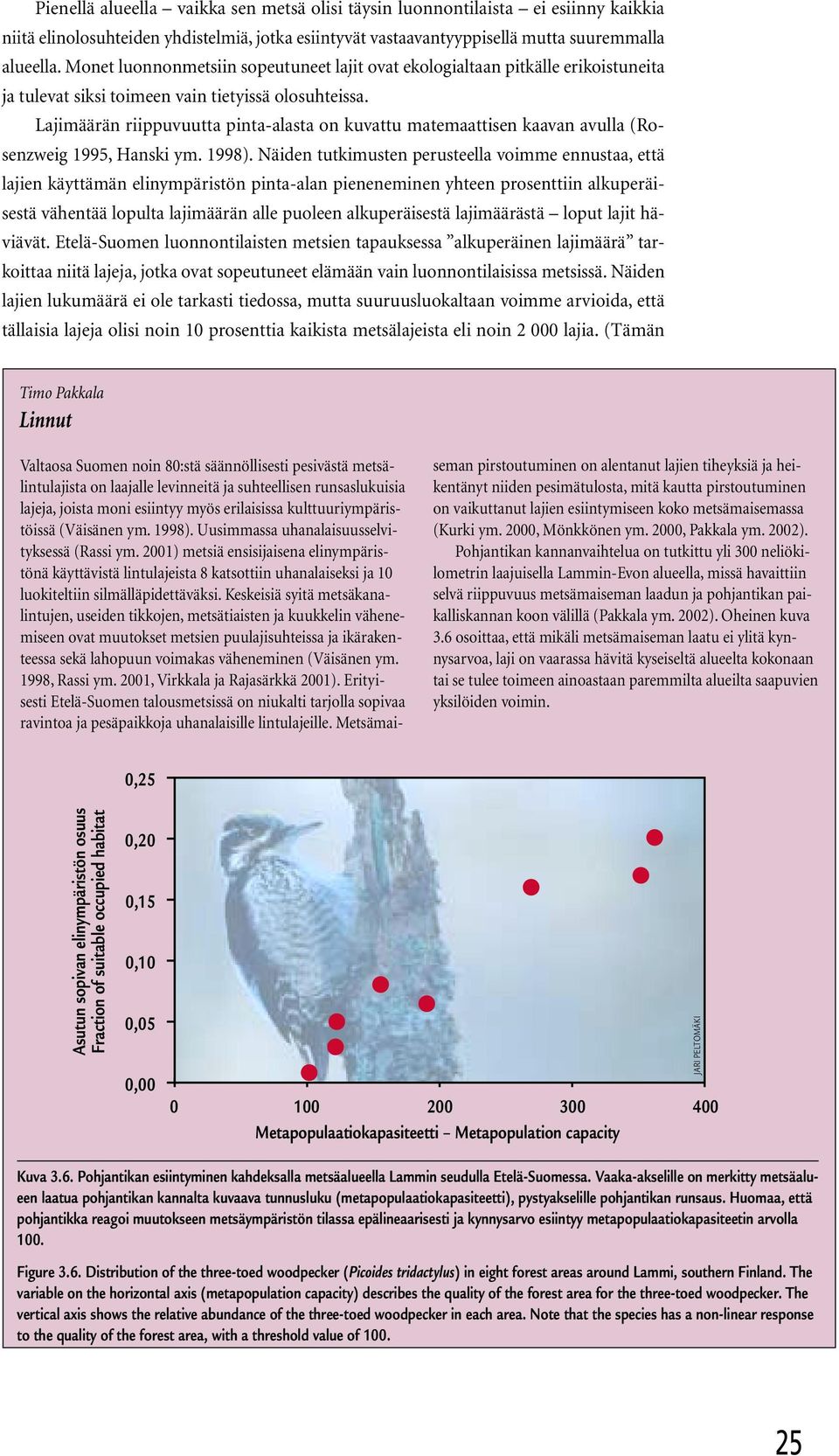 Lajimäärän riippuvuutta pinta-alasta on kuvattu matemaattisen kaavan avulla (Rosenzweig 1995, Hanski ym. 1998).