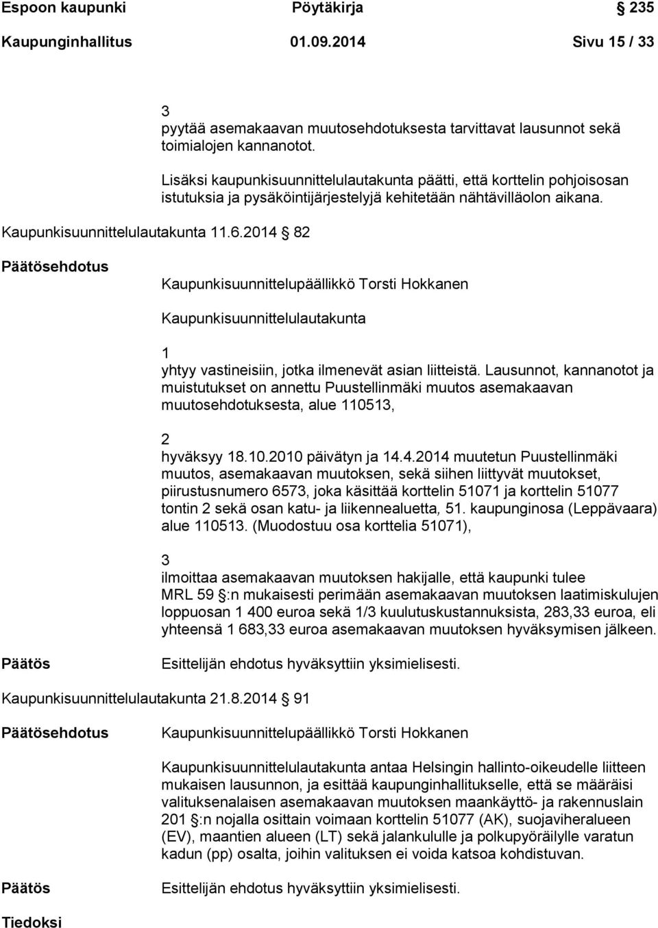 Lisäksi kaupunkisuunnittelulautakunta päätti, että korttelin pohjoisosan istutuksia ja pysäköintijärjestelyjä kehitetään nähtävilläolon aikana.