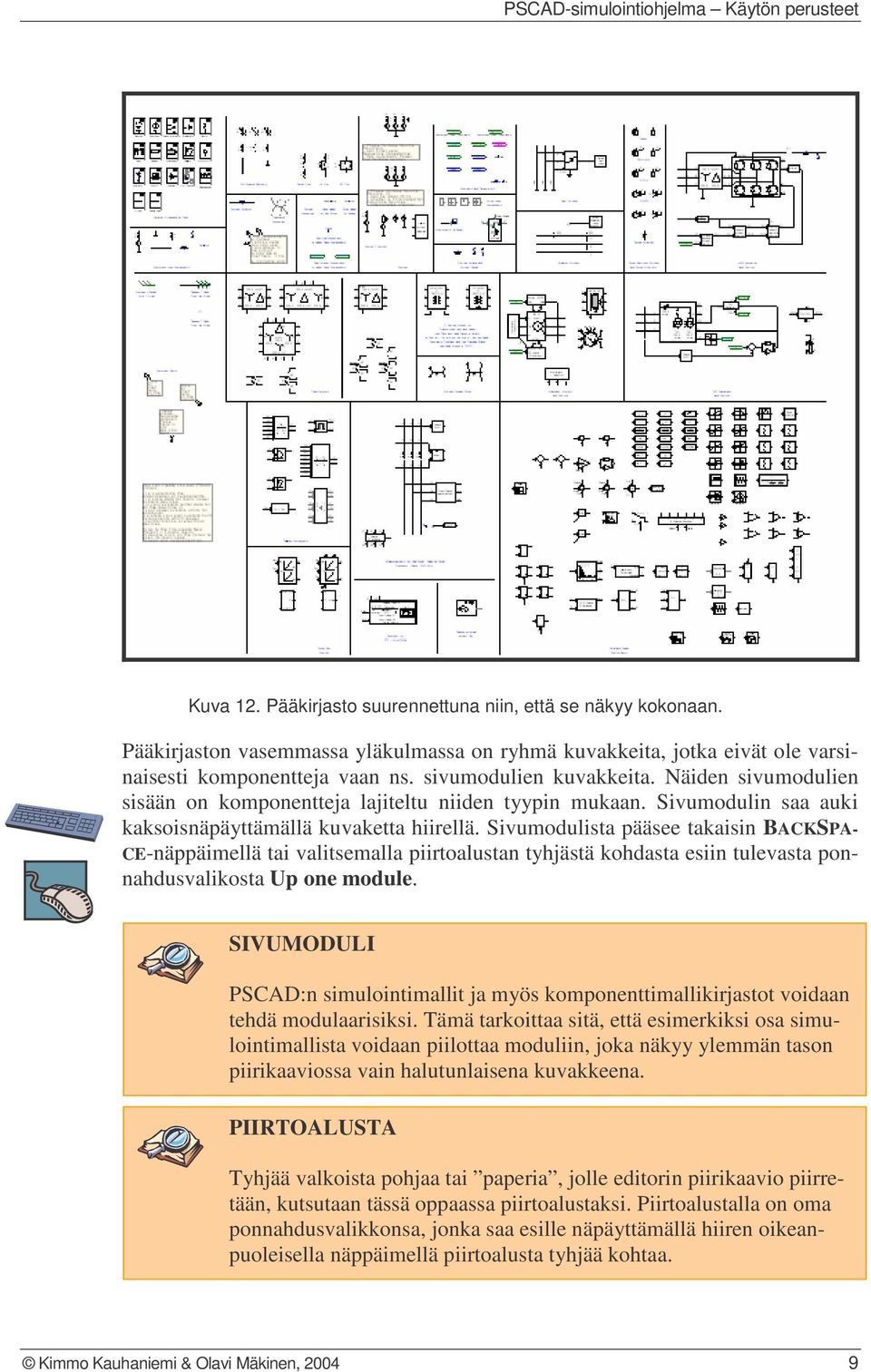 Sivumodulista pääsee takaisin BACKSPA- CE-näppäimellä tai valitsemalla piirtoalustan tyhjästä kohdasta esiin tulevasta ponnahdusvalikosta Up one module.