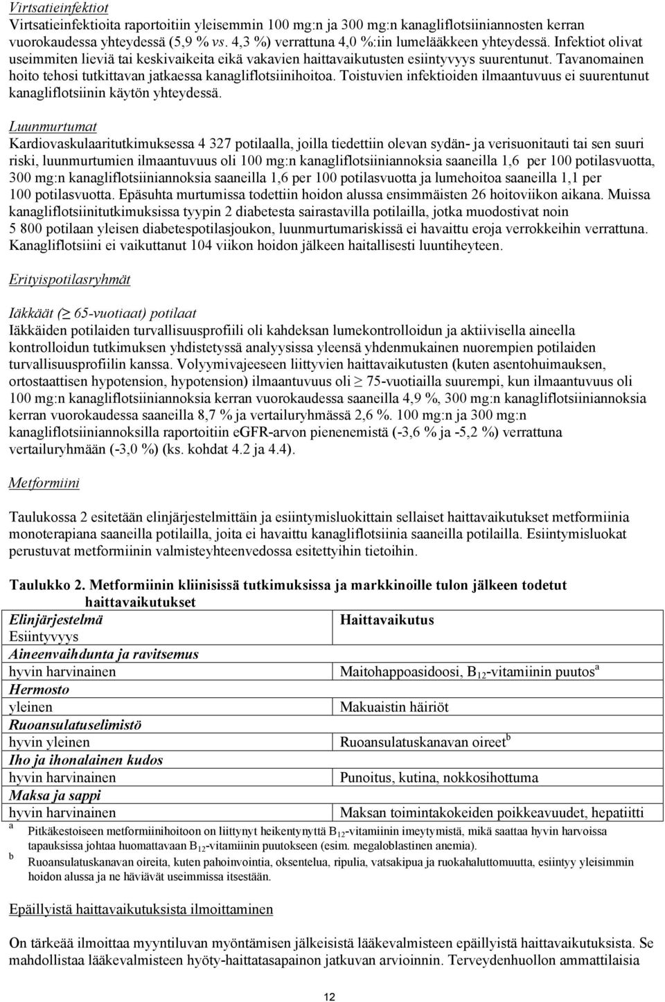 Tavanomainen hoito tehosi tutkittavan jatkaessa kanagliflotsiinihoitoa. Toistuvien infektioiden ilmaantuvuus ei suurentunut kanagliflotsiinin käytön yhteydessä.