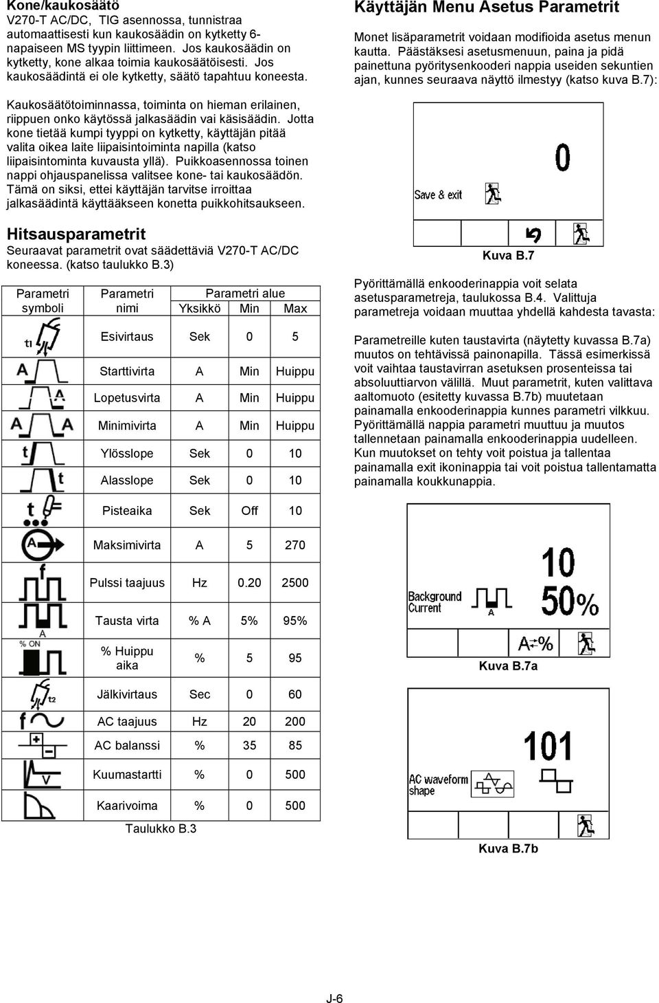 Päästäksesi asetusmenuun, paina ja pidä painettuna pyöritysenkooderi nappia useiden sekuntien ajan, kunnes seuraava näyttö ilmestyy (katso kuva B.