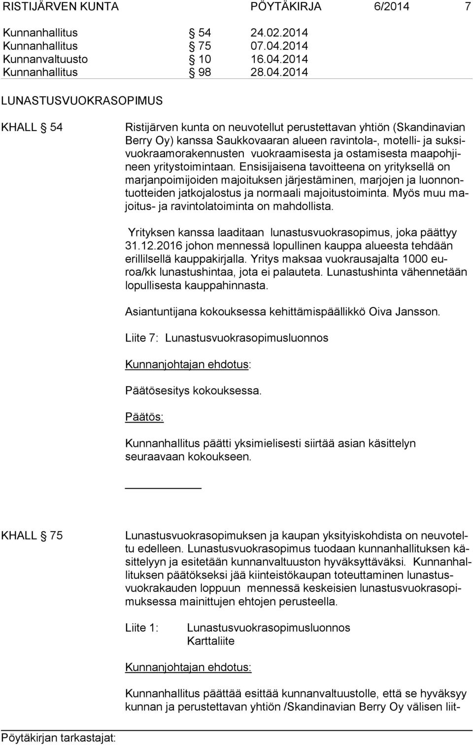 2014 Kunnanhallitus 98 28.04.