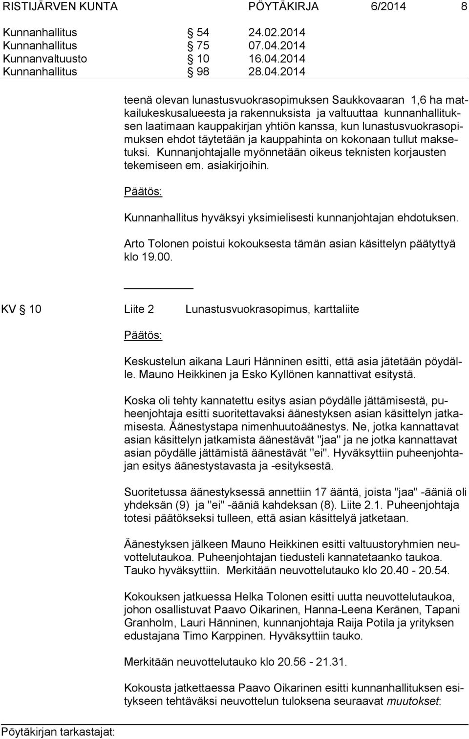 2014 Kunnanhallitus 98 28.04.