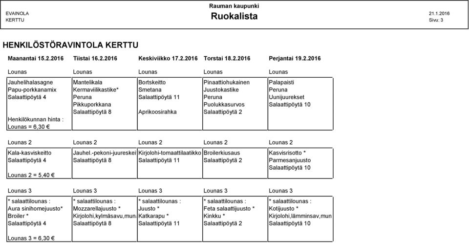 Juustokastike Peruna Salaattipöytä 4 Peruna Salaattipöytä 11 Peruna Uunijuurekset Pikkuporkkana Puolukkasurvos Salaattipöytä 10 Salaattipöytä 8 Aprikoosirahka Salaattipöytä 2 Kala-kasviskeitto Jauhel.