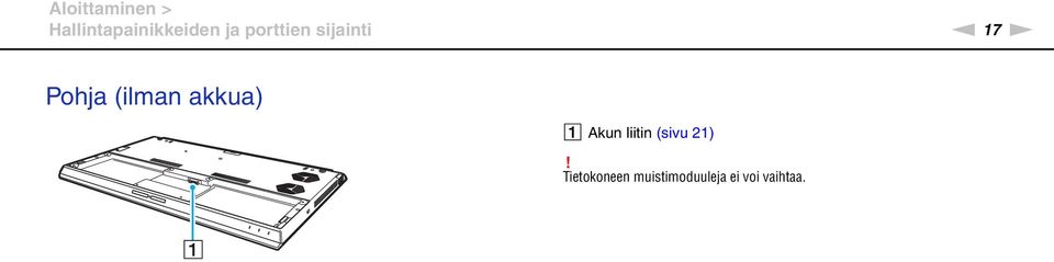 (ilman akkua) A Akun liitin (sivu 21)!