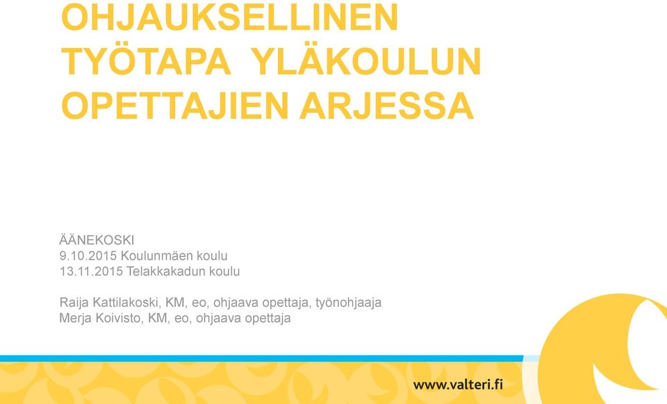 2015 Telakkakadun koulu Raija Kattilakoski, KM, eo,