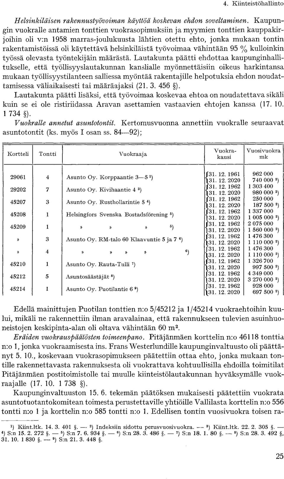 helsinkiläistä työvoimaa vähintään 95 % kulloinkin työssä olevasta työntekijäin määrästä.