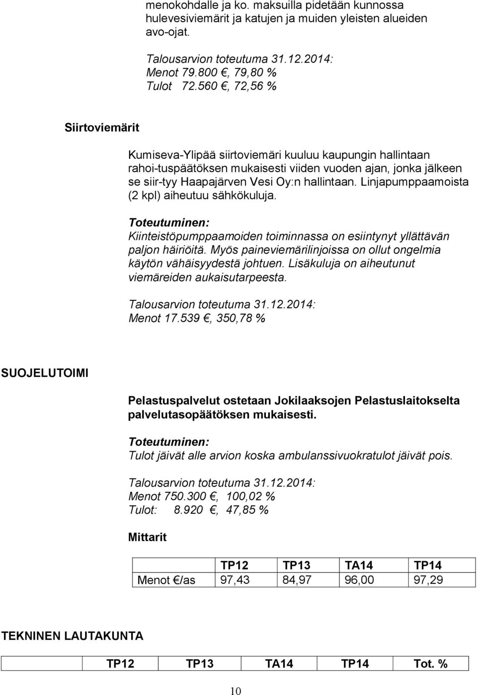 Linjapumppaamoista (2 kpl) aiheutuu sähkökuluja. Kiinteistöpumppaamoiden toiminnassa on esiintynyt yllättävän paljon häiriöitä.