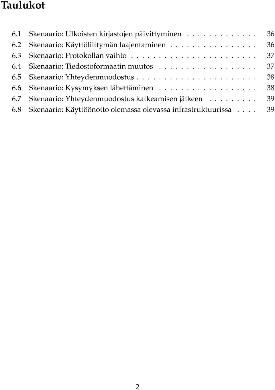 6 Skenaario: Kysymyksen lähettäminen.................. 38 6.7 Skenaario: Yhteydenmuodostus katkeamisen jälkeen......... 39 6.