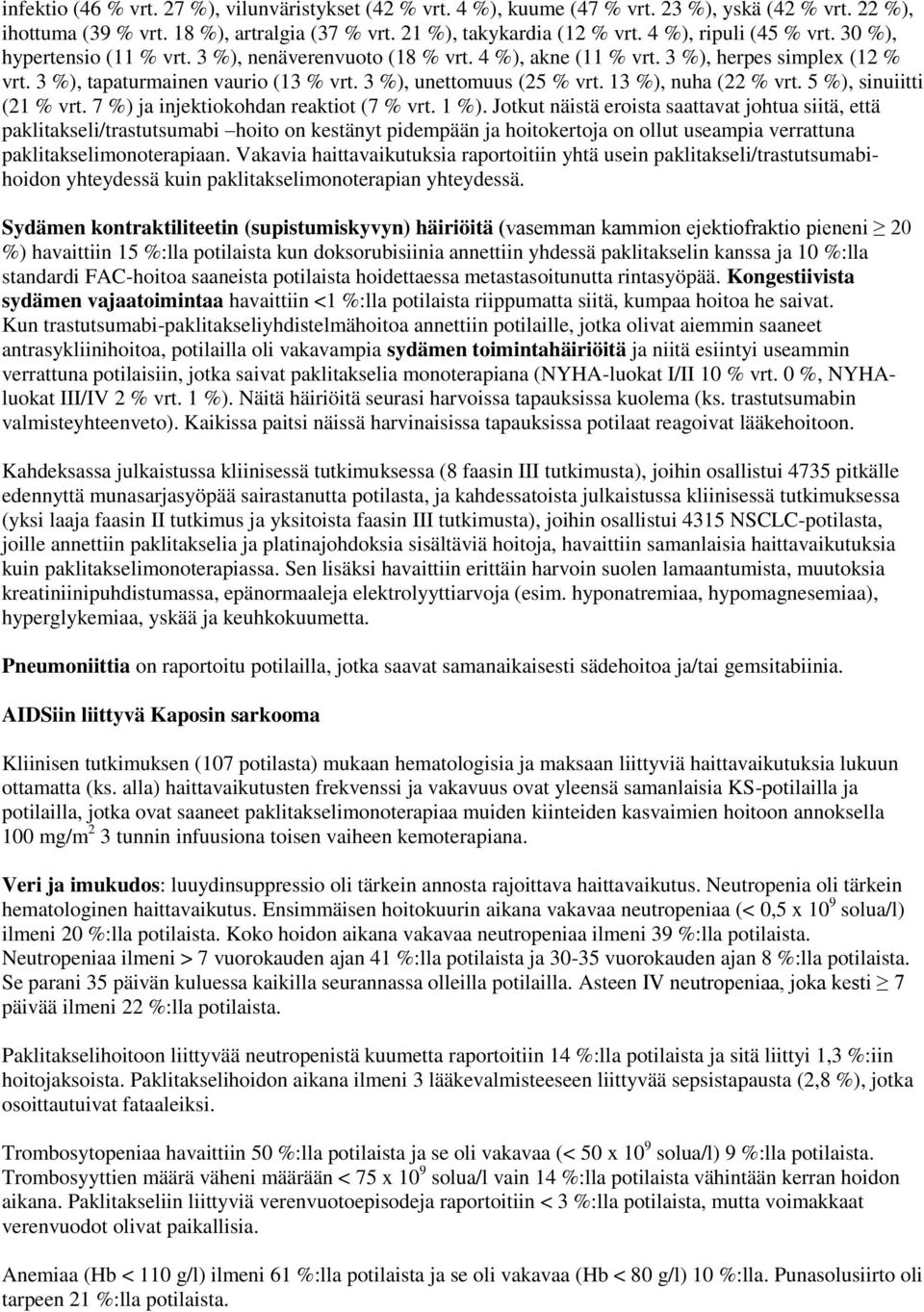 3 %), unettomuus (25 % vrt. 13 %), nuha (22 % vrt. 5 %), sinuiitti (21 % vrt. 7 %) ja injektiokohdan reaktiot (7 % vrt. 1 %).