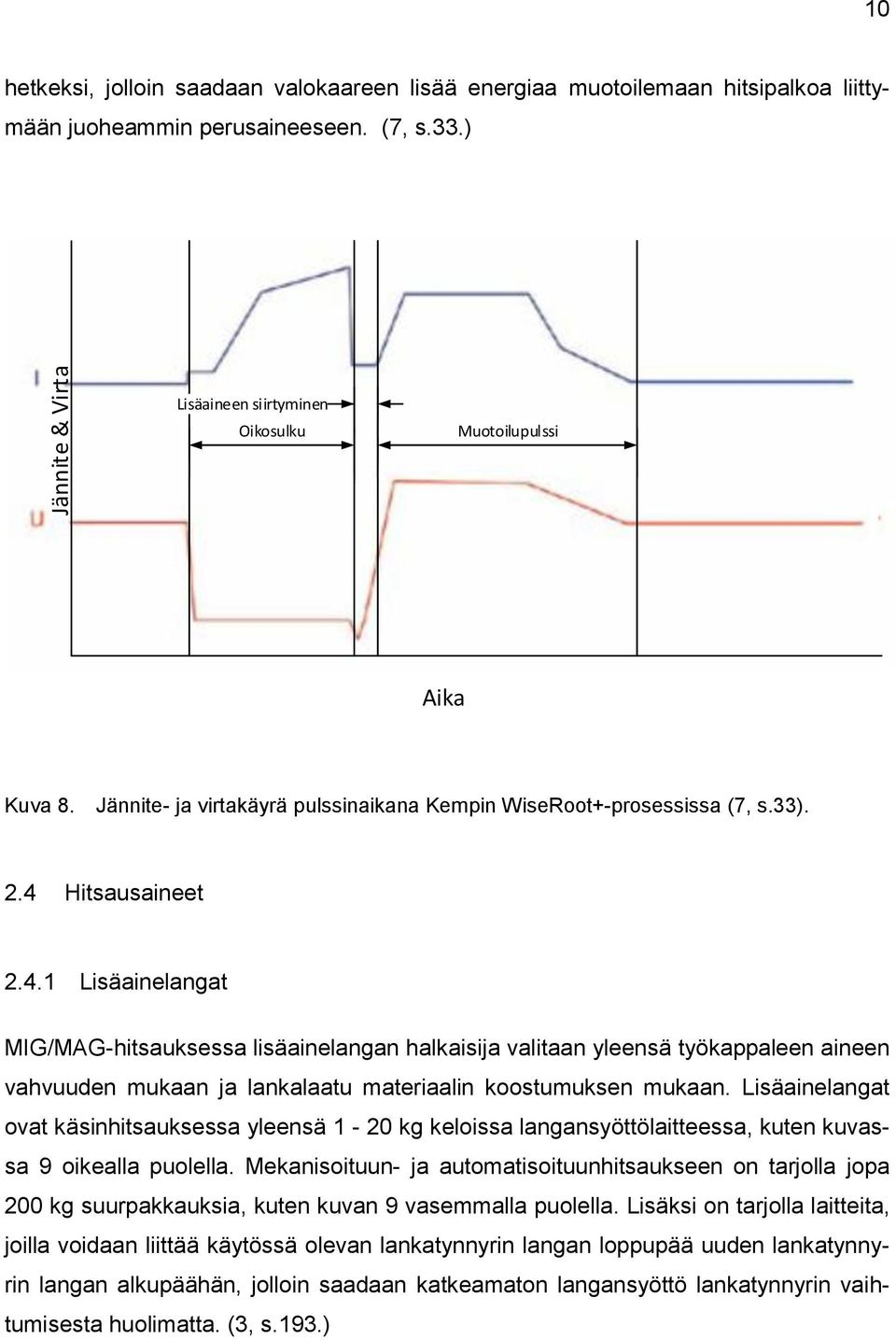 Hitsausaineet 2.4.1 Lisäainelangat MIG/MAG-hitsauksessa lisäainelangan halkaisija valitaan yleensä työkappaleen aineen vahvuuden mukaan ja lankalaatu materiaalin koostumuksen mukaan.