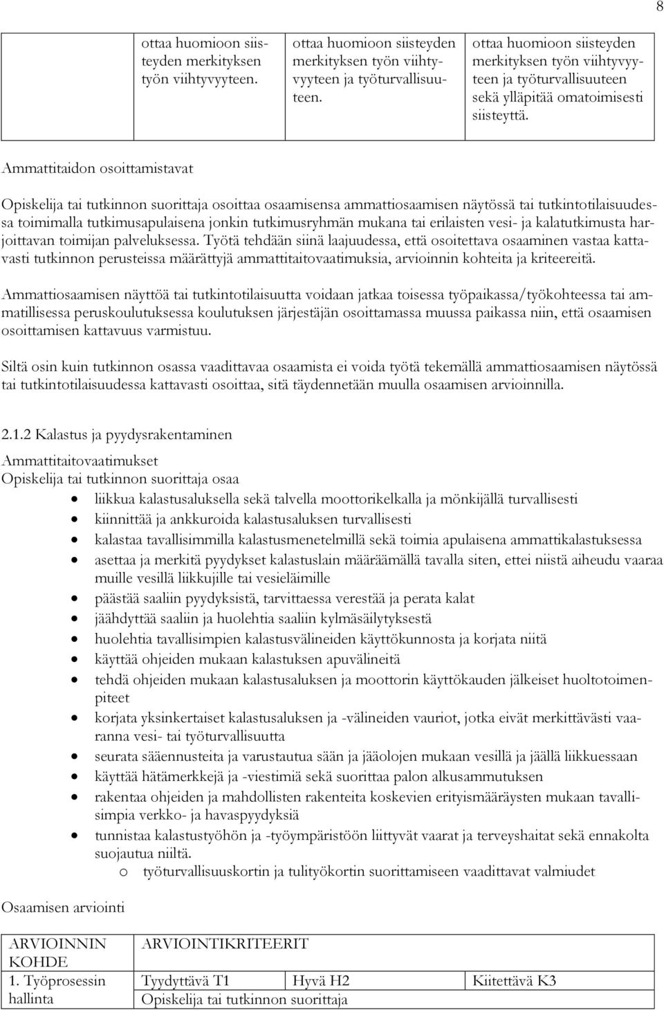 Ammattitaidon osoittamistavat tai tutkinnon suorittaja osoittaa osaamisensa ammattiosaamisen näytössä tai tutkintotilaisuudessa toimimalla tutkimusapulaisena jonkin tutkimusryhmän mukana tai