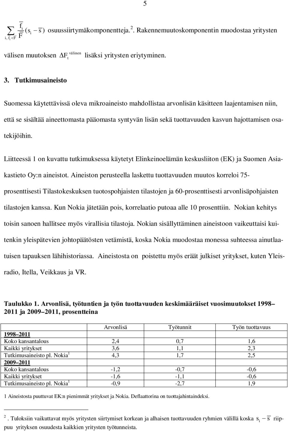 hajottamisen osatekijöihin. Liitteessä 1 on kuvattu tutkimuksessa käytetyt Elinkeinoelämän keskusliiton (EK) ja Suomen Asiakastieto Oy:n aineistot.