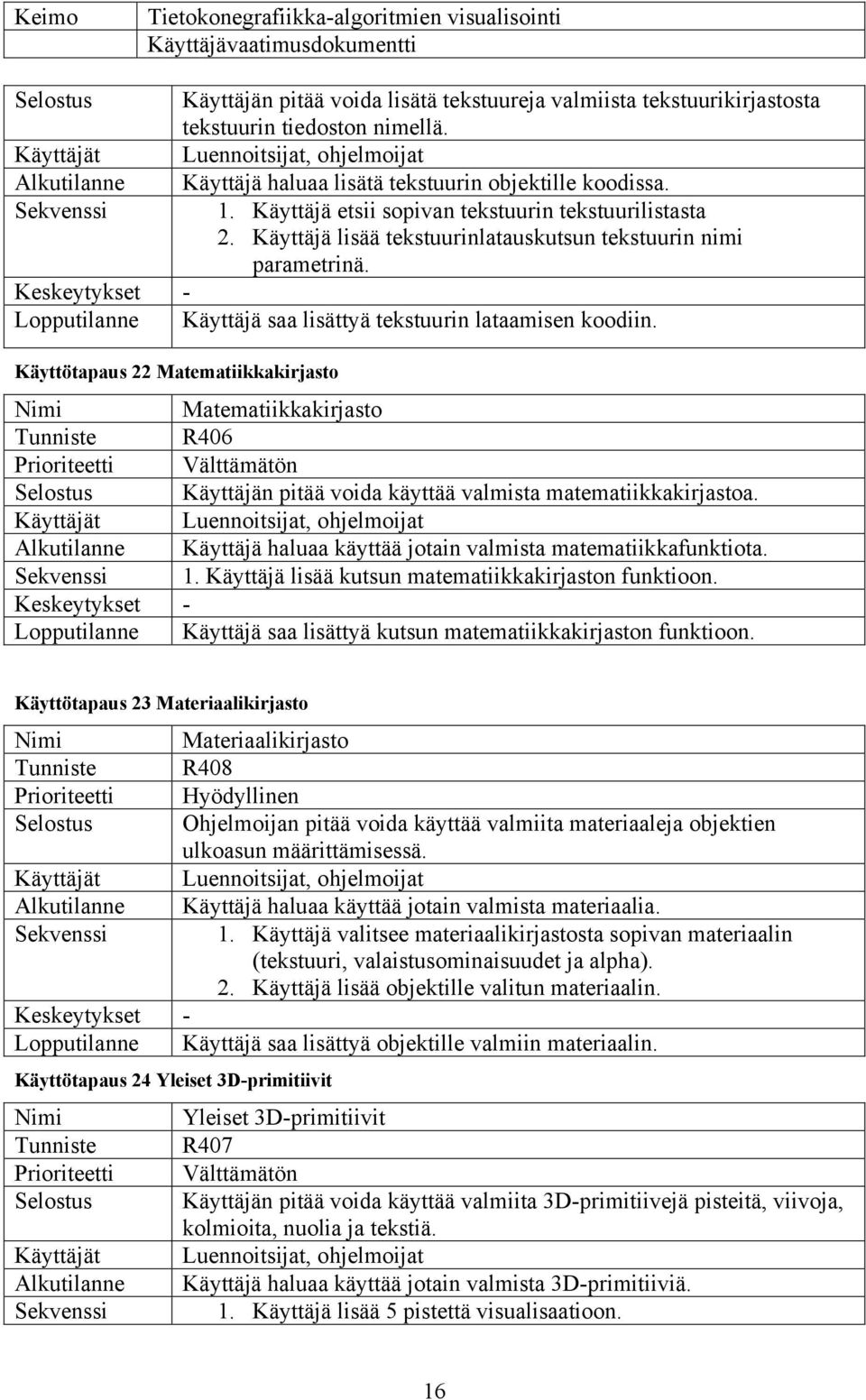 Keskeytykset - Lopputilanne Käyttäjä saa lisättyä tekstuurin lataamisen koodiin.