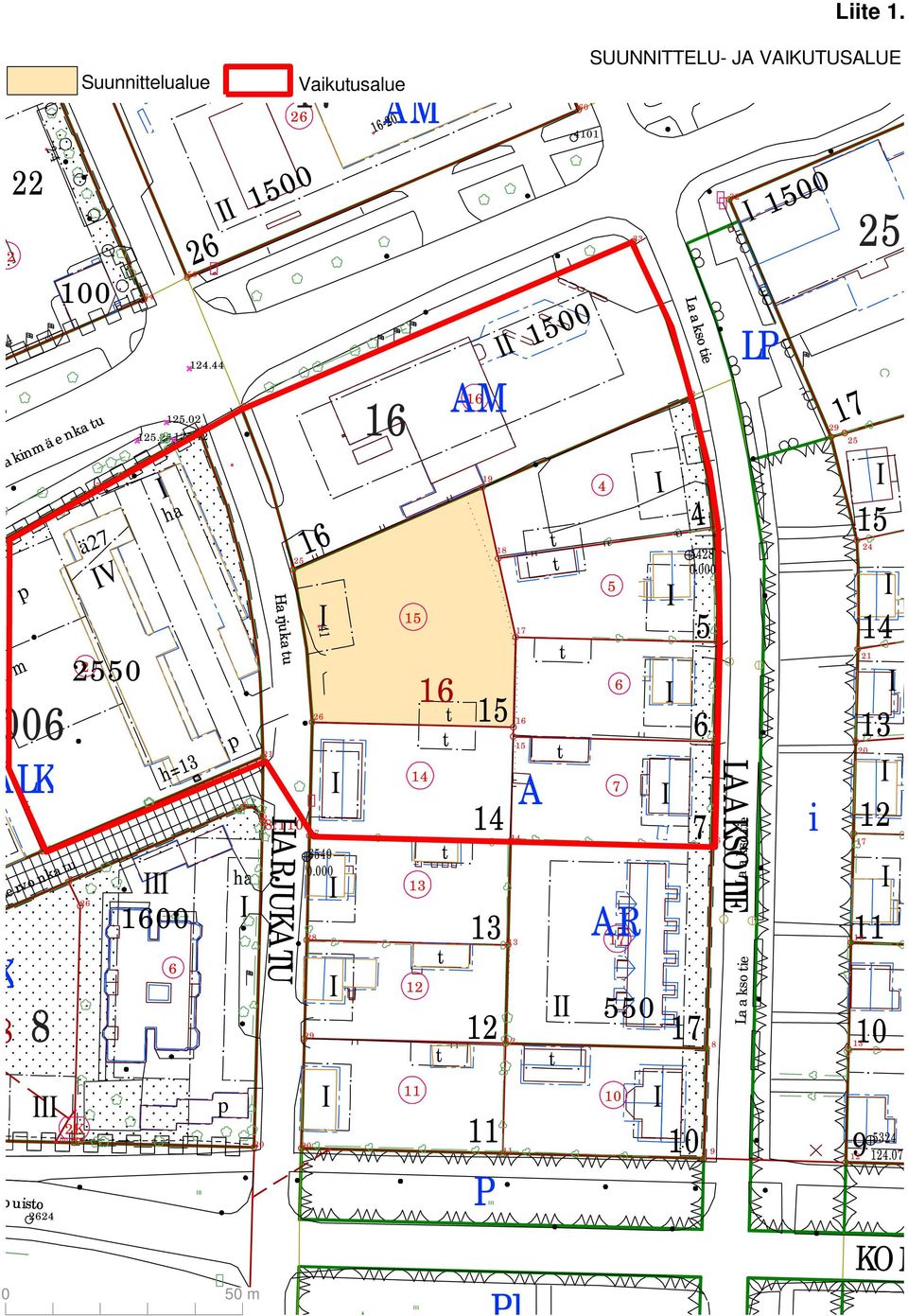 16-20 Laaksoie 5324 Tellervonkau oniopuiso 6540 5428 Kaakinmäenkau 10-14 125.25125.42 125.02 124.44 10-14 Harjukau 41 41 124.070 17 14 6 16 13 12 8 13 11 9 12 2624 0.