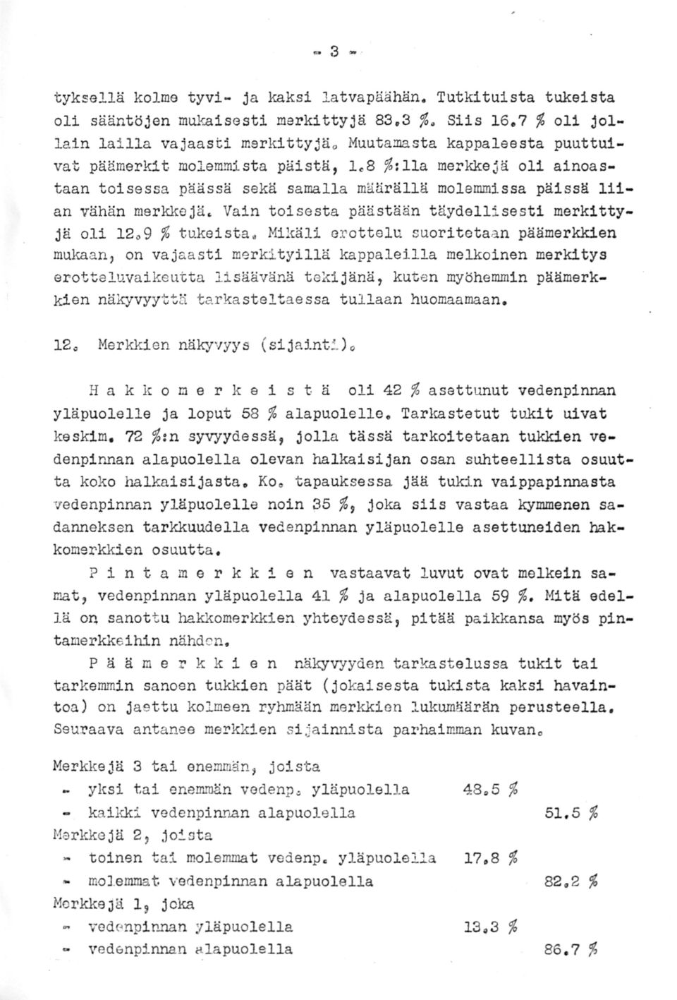 liian vähän merkkejä~ Vain toisesta päästään täydellisesti merkittyjä oli 12o9 % tukeistae Mikäli er ottelu suoritetaan päämerkkien mukaan, on vajaasti merkityillä kappaleilla melkoinen merkitys