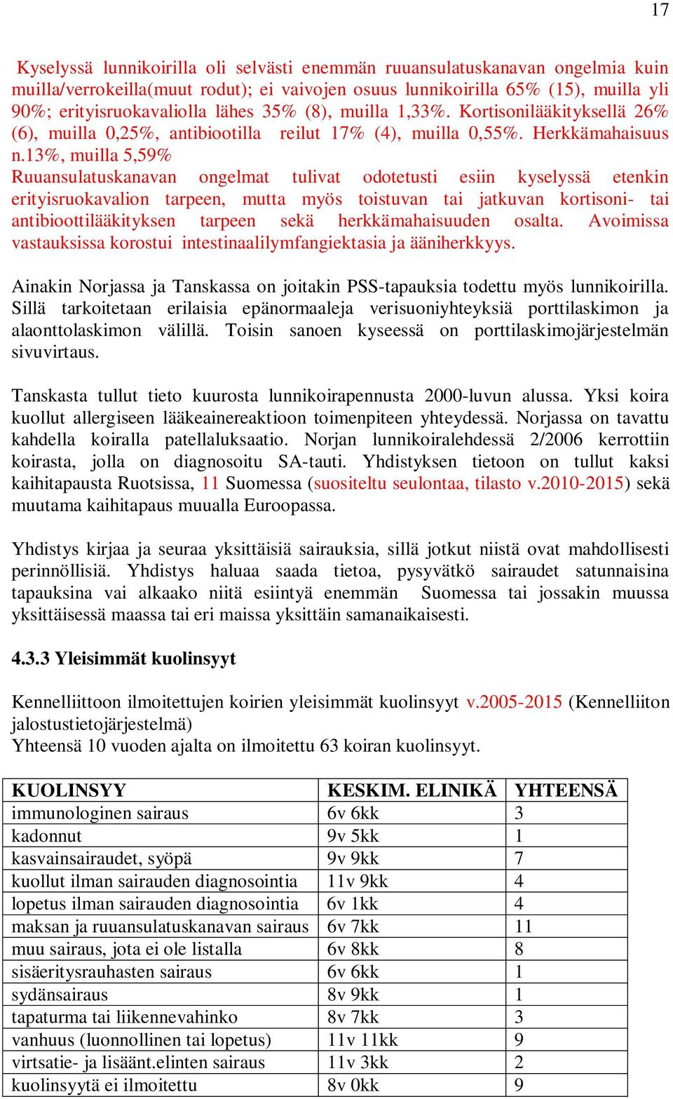 13%, muilla 5,59% Ruuansulatuskanavan ongelmat tulivat odotetusti esiin kyselyssä etenkin erityisruokavalion tarpeen, mutta myös toistuvan tai jatkuvan kortisoni- tai antibioottilääkityksen tarpeen