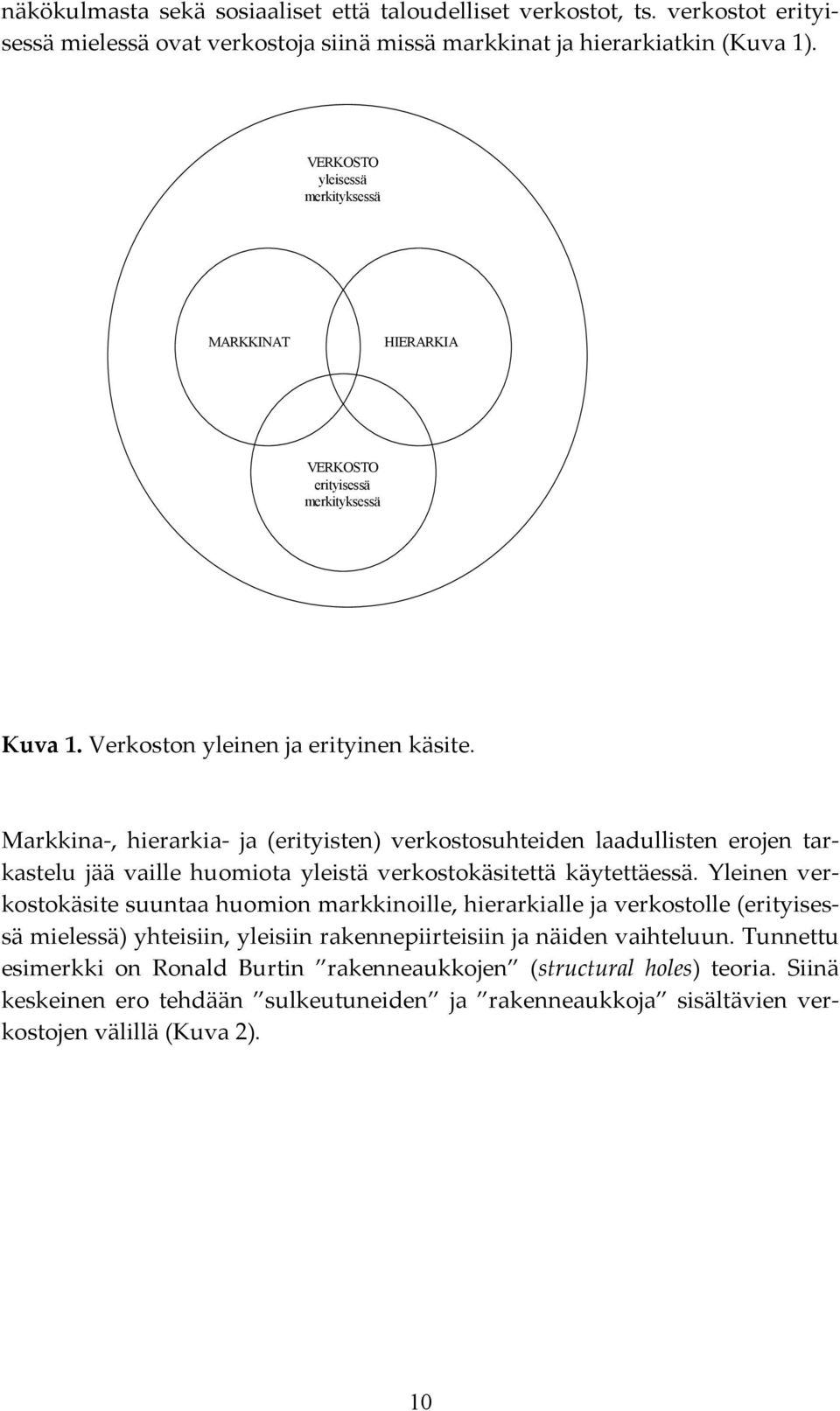 Markkina-, hierarkia- ja (erityisten) verkostosuhteiden laadullisten erojen tarkastelu jää vaille huomiota yleistä verkostokäsitettä käytettäessä.