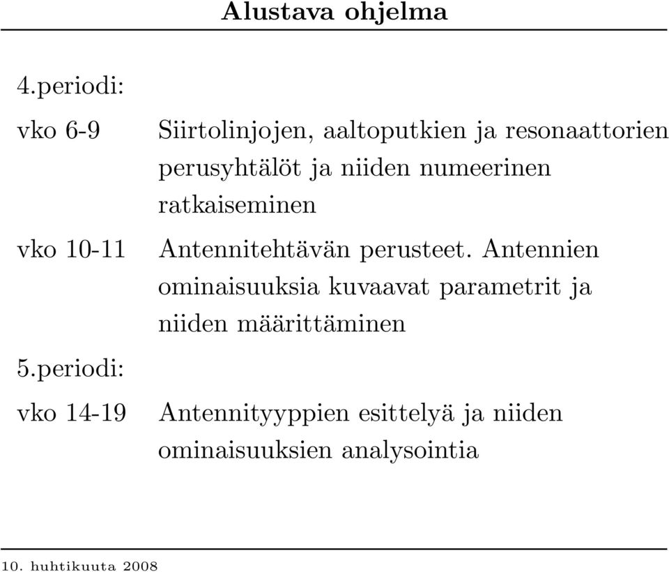 ja niiden numeerinen ratkaiseminen Antennitehtävän perusteet.