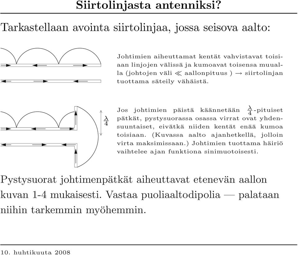 väli aallonpituus ) siirtolinjan tuottama säteily vähäistä.