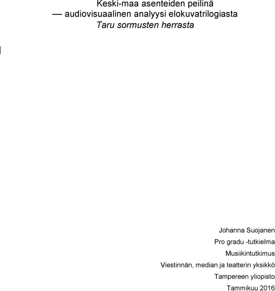 Suojanen Pro gradu -tutkielma Musiikintutkimus