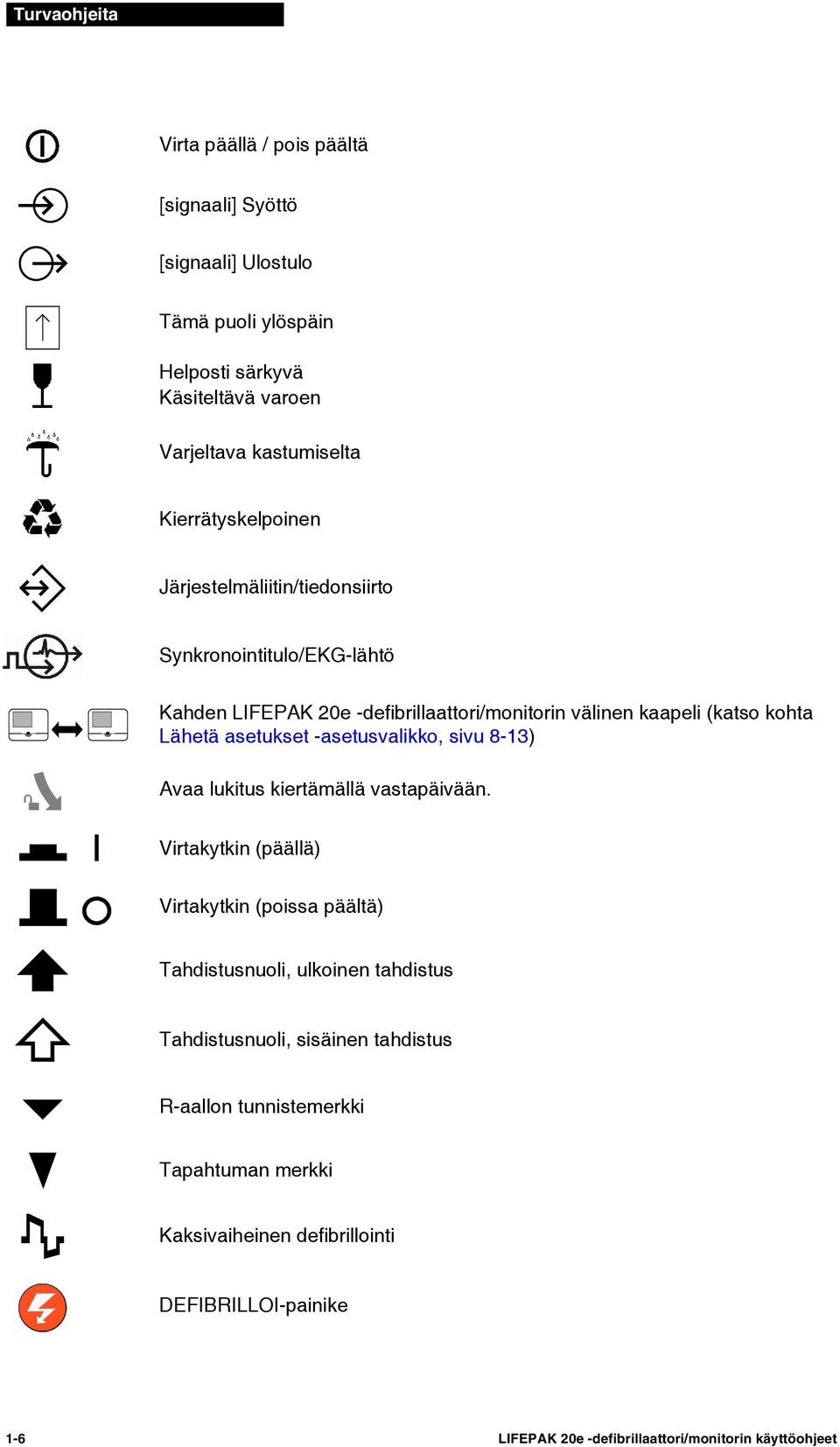 asetukset -asetusvalikko, sivu 8-13) Avaa lukitus kiertämällä vastapäivään.