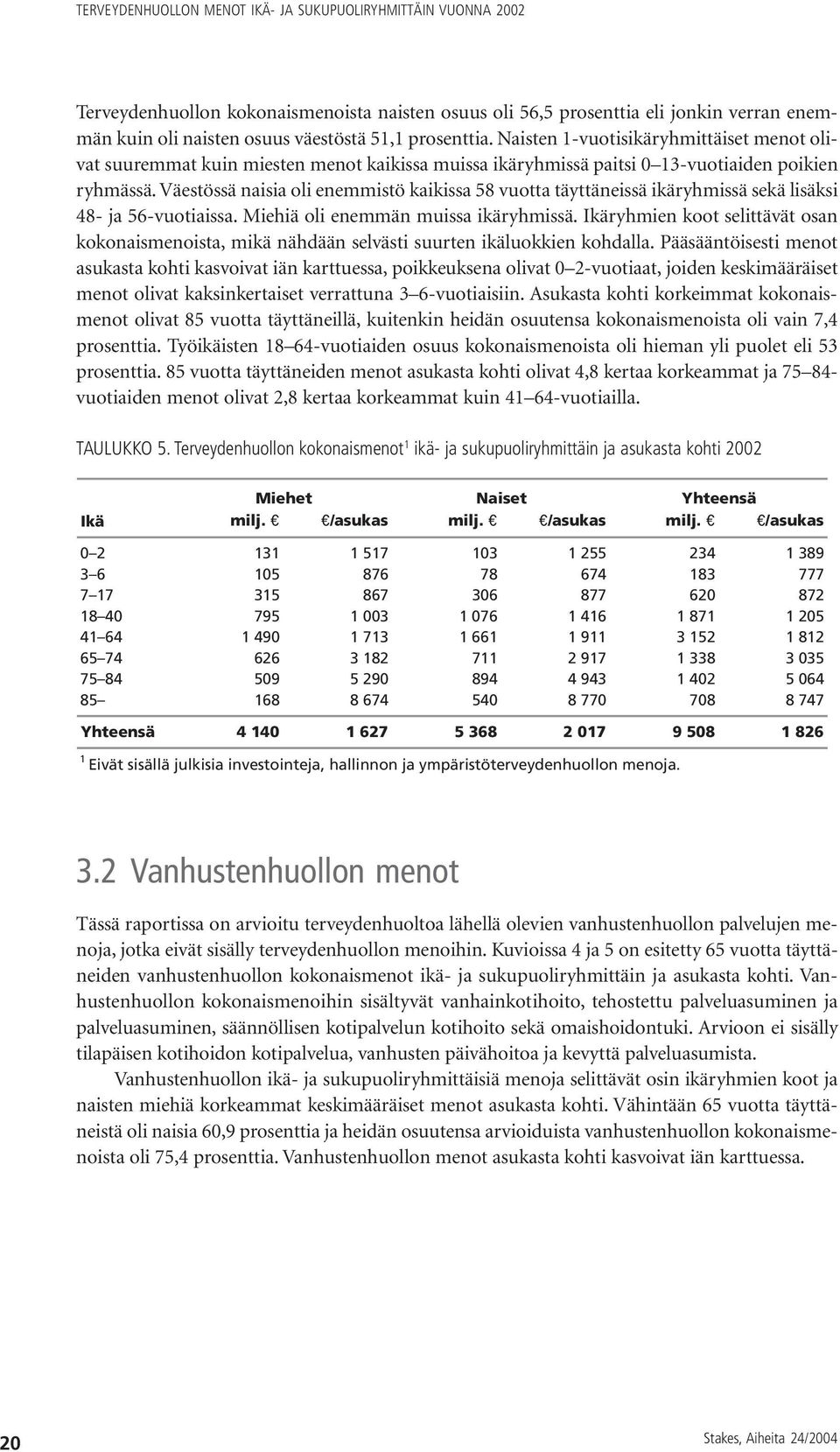 Väestössä naisia oli enemmistö kaikissa 58 vuotta täyttäneissä ikäryhmissä sekä lisäksi 48- ja 56-vuotiaissa. Miehiä oli enemmän muissa ikäryhmissä.