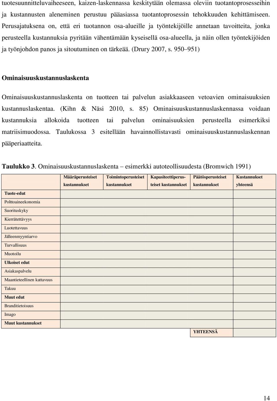 ja työnjohdon panos ja sitoutuminen on tärkeää. (Drury 2007, s.