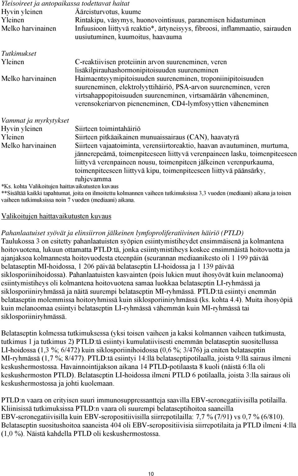 suureneminen Haimaentsyymipitoisuuden suureneminen, troponiinipitoisuuden suureneminen, elektrolyyttihäiriö, PSA-arvon suureneminen, veren virtsahappopitoisuuden suureneminen, virtsamäärän