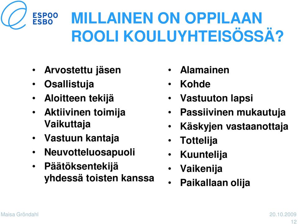 Vastuun kantaja Neuvotteluosapuoli Päätöksentekijä yhdessä toisten kanssa