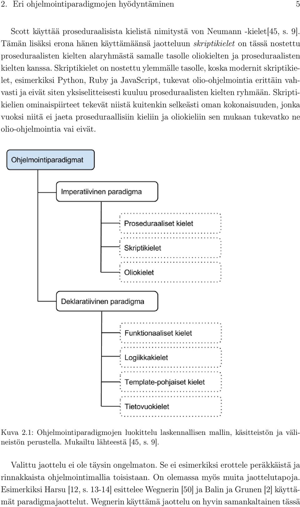 Skriptikielet on nostettu ylemmälle tasolle, koska modernit skriptikielet, esimerkiksi Python, Ruby ja JavaScript, tukevat olio-ohjelmointia erittäin vahvasti ja eivät siten yksiselitteisesti kuuluu